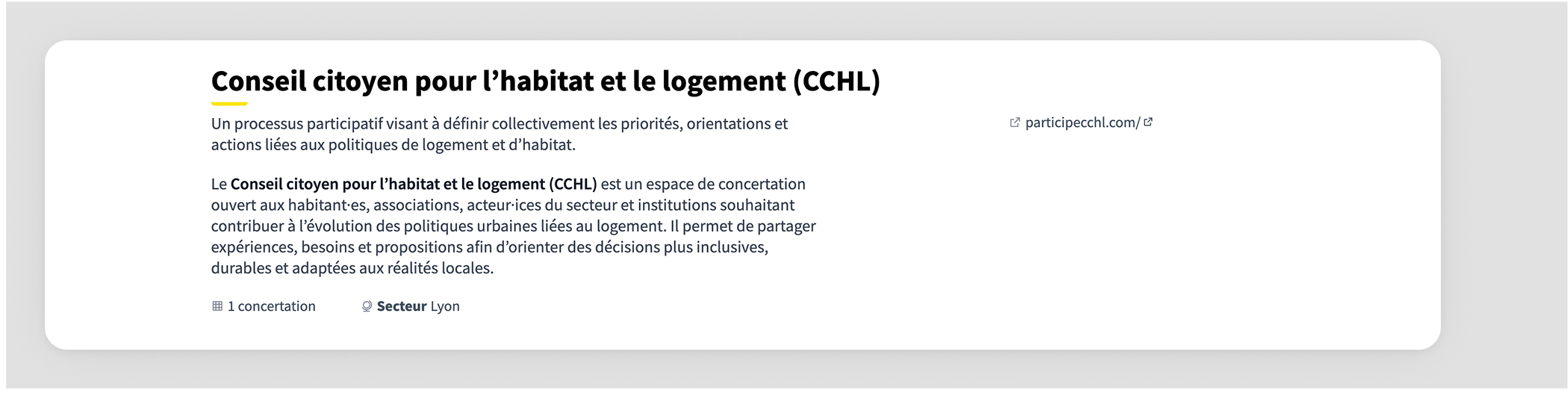 Participatory process group landing page title and description block