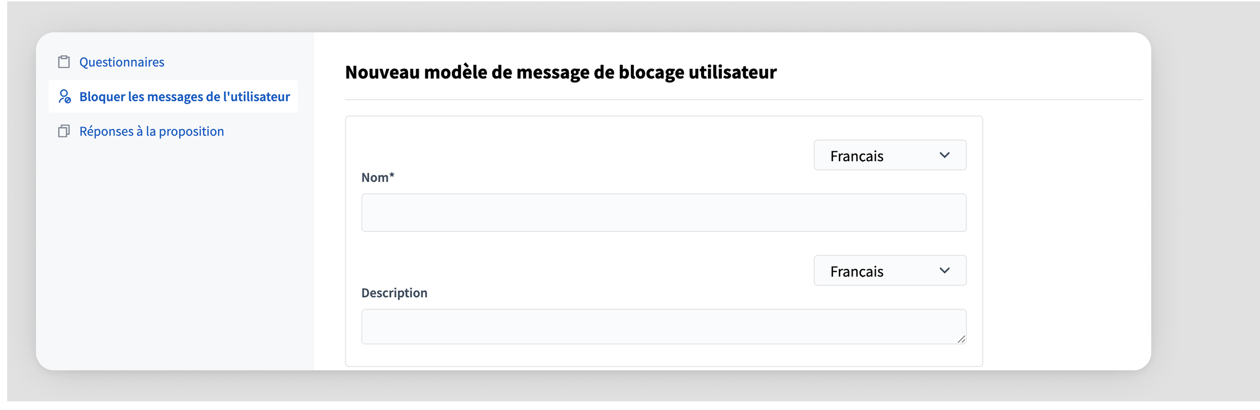 Backend: new template form