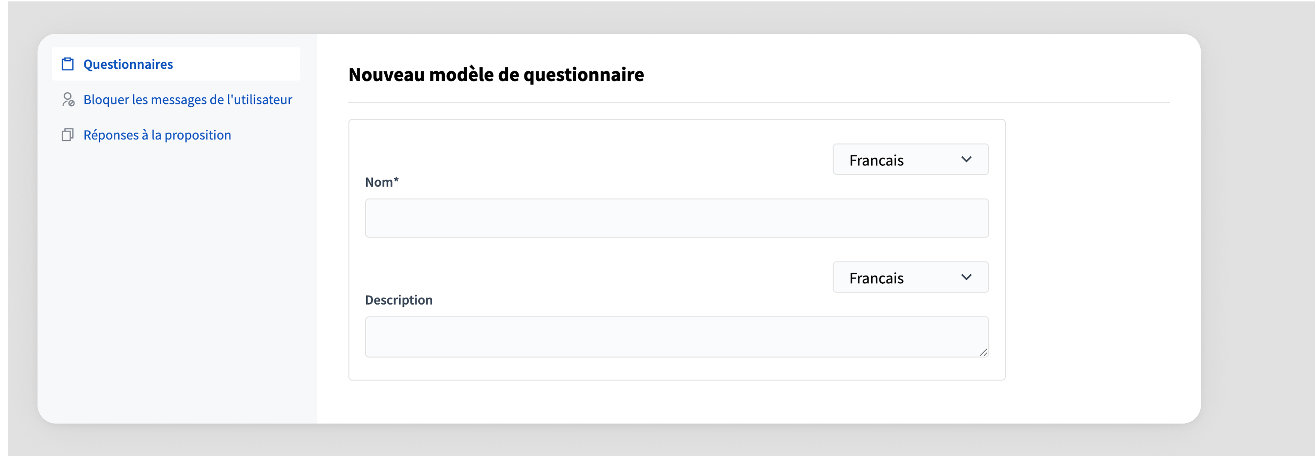 Backend: new template form